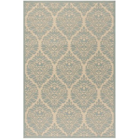 Safavieh 5 ft. 1 in. x 7 ft. 6 in. Rectangle Linden 100 Contemporary Area Rug - Cream & Aqua LND135L-5